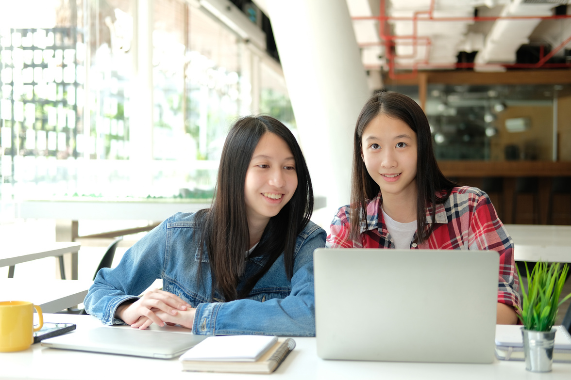 Students Studying with Computer