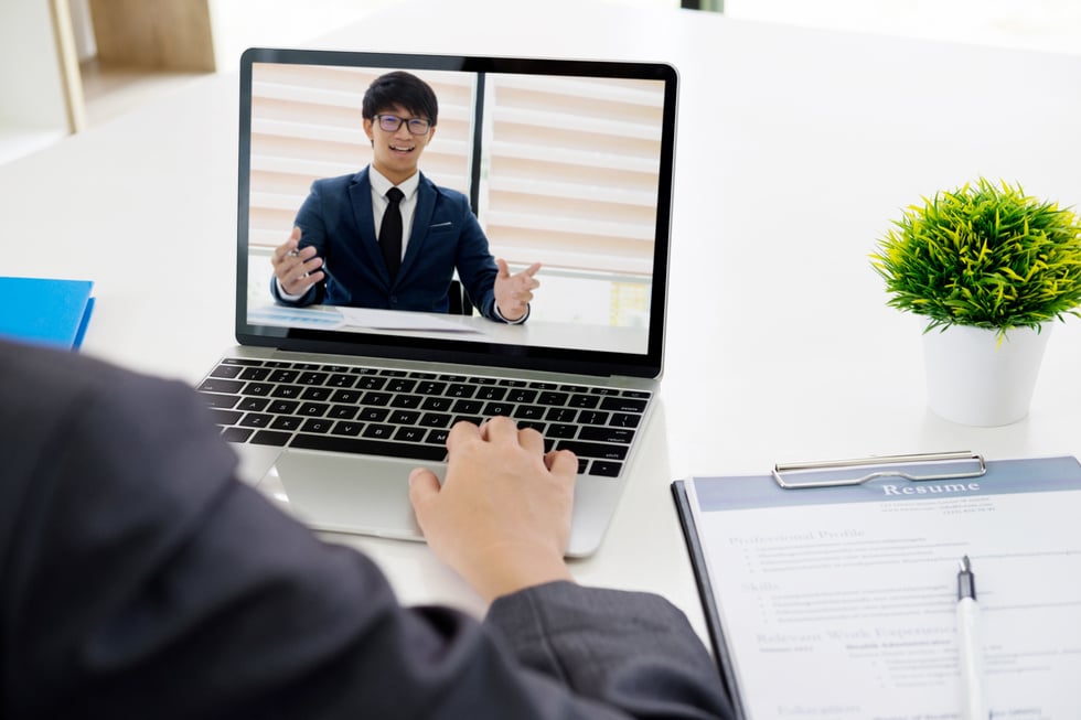 Online job interview. Online conference. Business online.